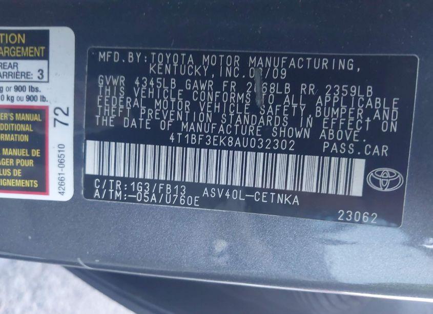 Photo 9 of 2010 Toyota Camry LE (VIN 4T1BF3EK8AU032302)