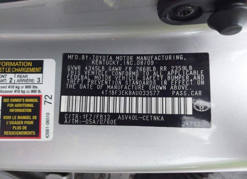 Photo 9 of 2010 Toyota Camry LE (VIN 4T1BF3EK8AU033577)