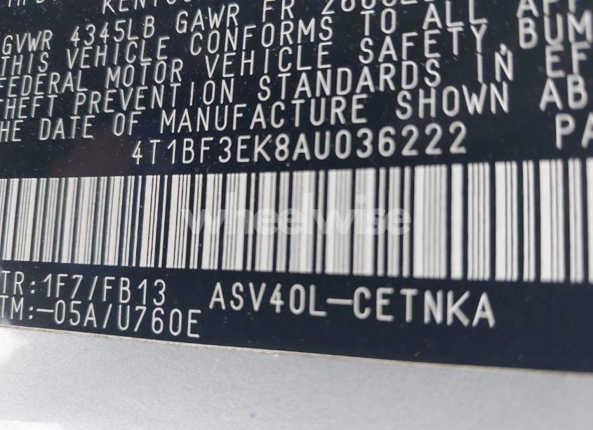 Photo 9 of 2010 Toyota Camry LE (VIN 4T1BF3EK8AU036222)