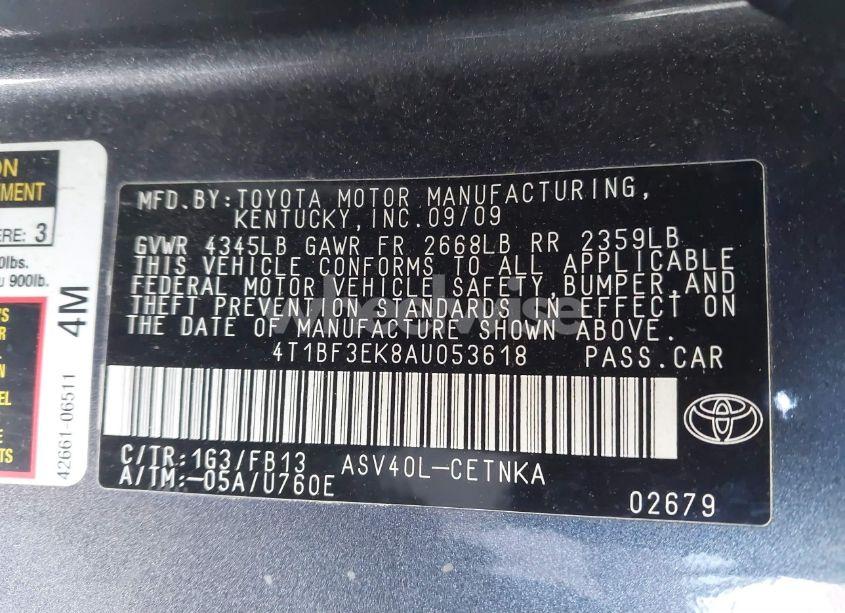 Photo 9 of 2010 Toyota Camry LE (VIN 4T1BF3EK8AU053618)