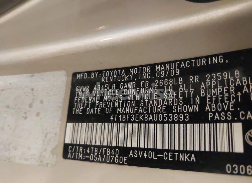 Photo 9 of 2010 Toyota Camry LE (VIN 4T1BF3EK8AU053893)