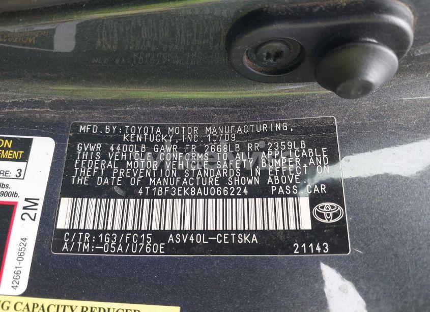 Photo 9 of 2010 Toyota Camry SE (VIN 4T1BF3EK8AU066224)