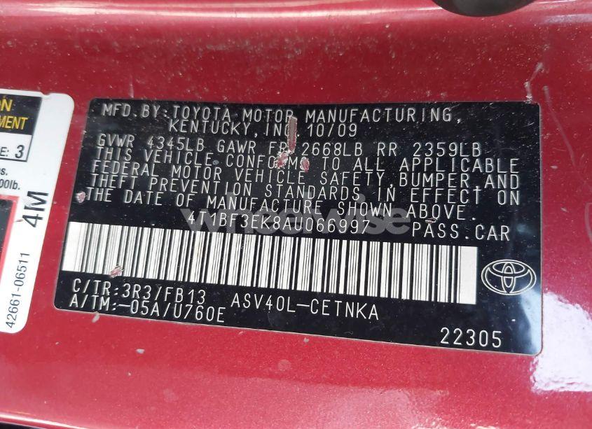 Photo 9 of 2010 Toyota Camry LE (VIN 4T1BF3EK8AU066997)