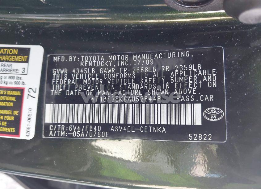 Photo 9 of 2010 Toyota Camry LE (VIN 4T1BF3EK8AU526448)