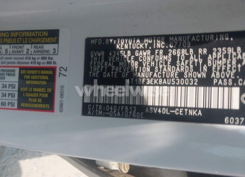 Photo 9 of 2010 Toyota Camry LE (VIN 4T1BF3EK8AU530032)