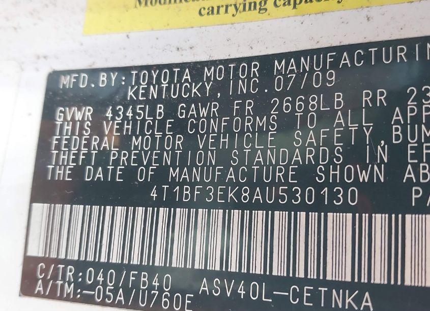 Photo 9 of 2010 Toyota Camry (VIN 4T1BF3EK8AU530130)