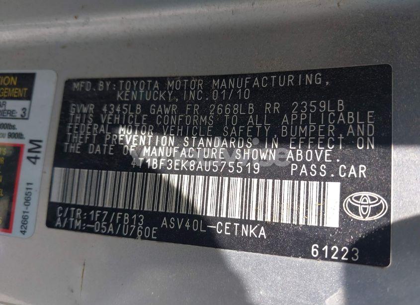 Photo 9 of 2010 Toyota Camry LE (VIN 4T1BF3EK8AU575519)