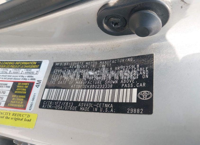 Photo 9 of 2011 Toyota Camry LE (VIN 4T1BF3EK8BU232338)