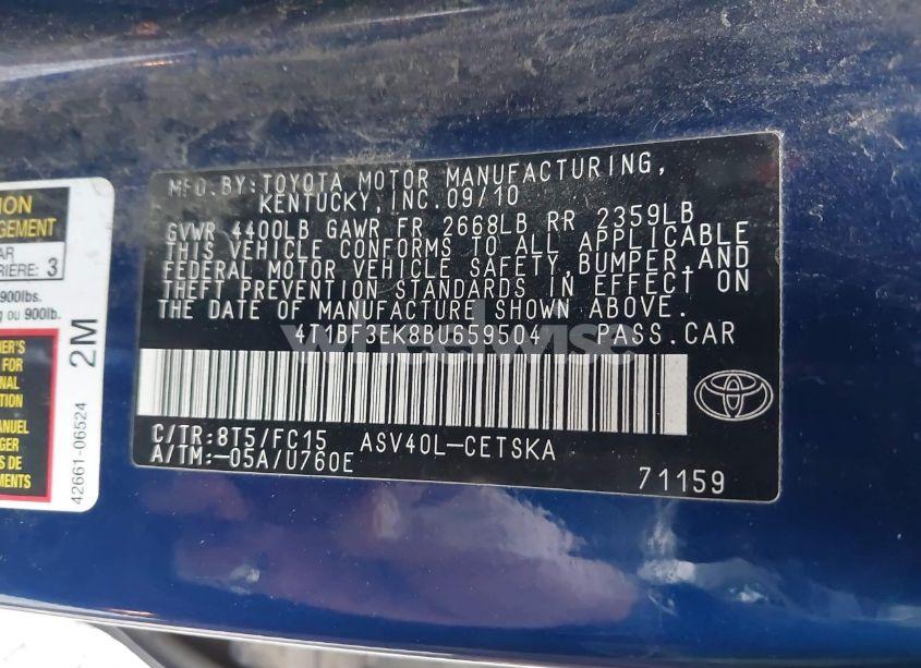 Photo 9 of 2011 Toyota Camry SE (VIN 4T1BF3EK8BU659504)
