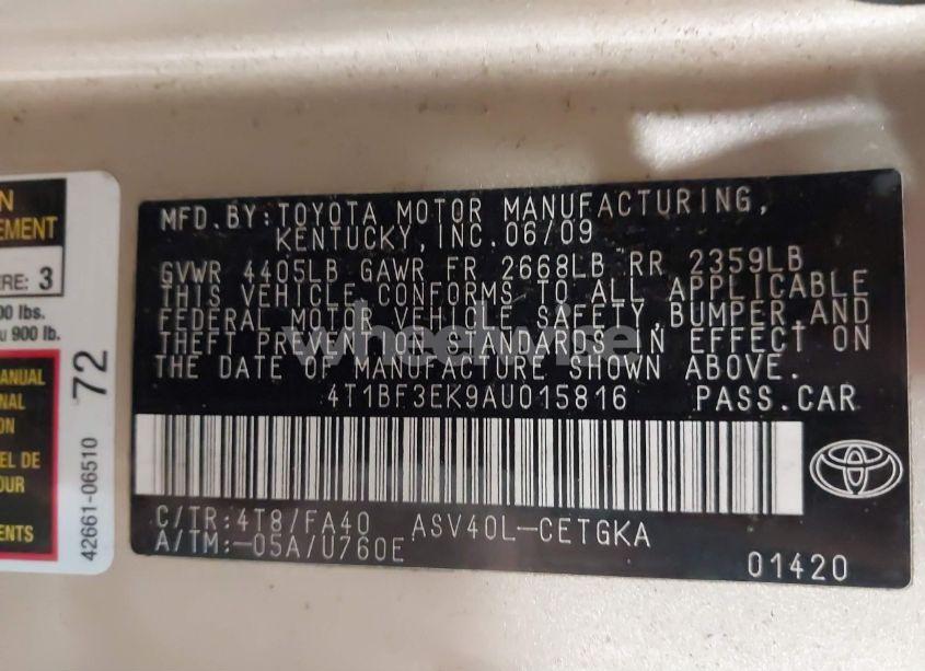 Photo 9 of 2010 Toyota Camry XLE (VIN 4T1BF3EK9AU015816)