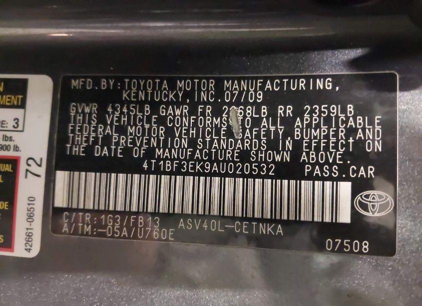 Photo 9 of 2010 Toyota Camry LE (VIN 4T1BF3EK9AU020532)