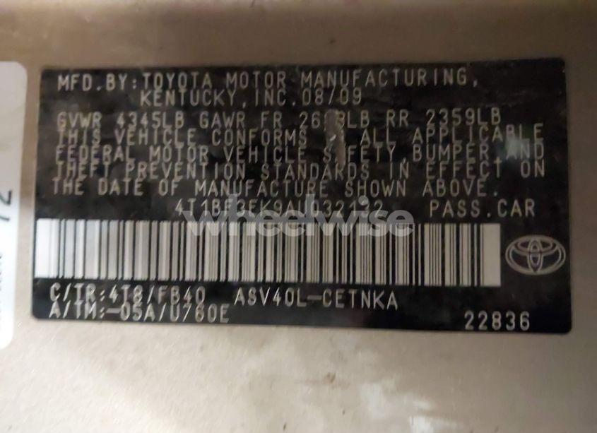 Photo 9 of 2010 Toyota Camry LE (VIN 4T1BF3EK9AU032132)