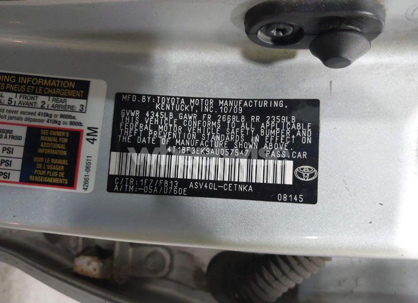 Photo 9 of 2010 Toyota Camry LE (VIN 4T1BF3EK9AU057547)