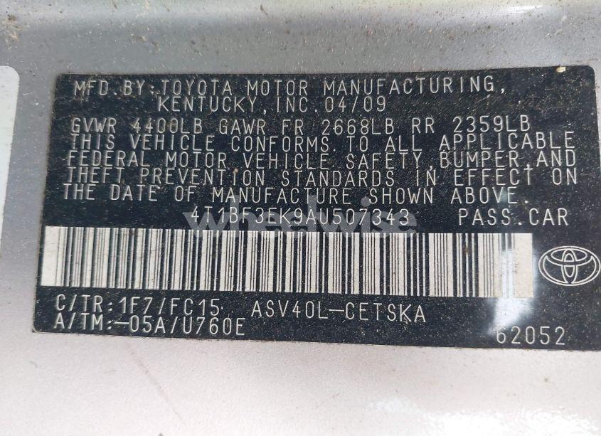 Photo 9 of 2010 Toyota Camry SE (VIN 4T1BF3EK9AU507343)