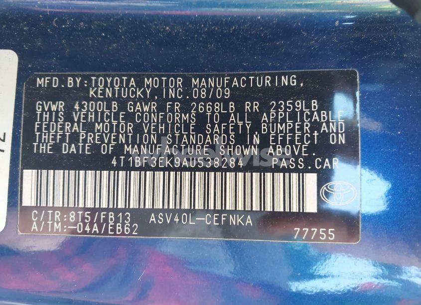 Photo 9 of 2010 Toyota Camry (VIN 4T1BF3EK9AU538284)