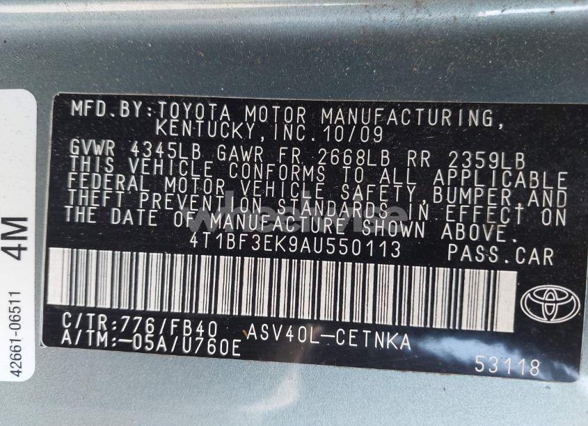 Photo 9 of 2010 Toyota Camry LE (VIN 4T1BF3EK9AU550113)