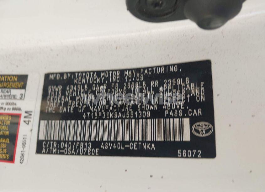 Photo 9 of 2010 Toyota Camry LE (VIN 4T1BF3EK9AU551309)