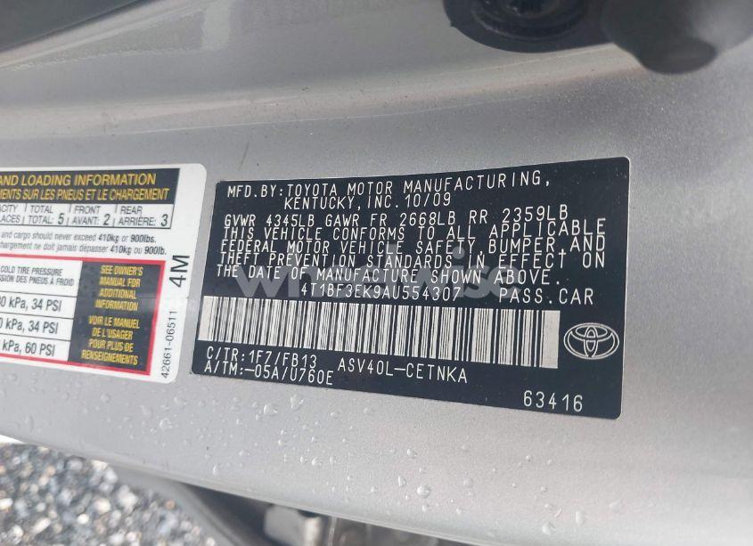 Photo 9 of 2010 Toyota Camry LE/SE/XLE (VIN 4T1BF3EK9AU554307)