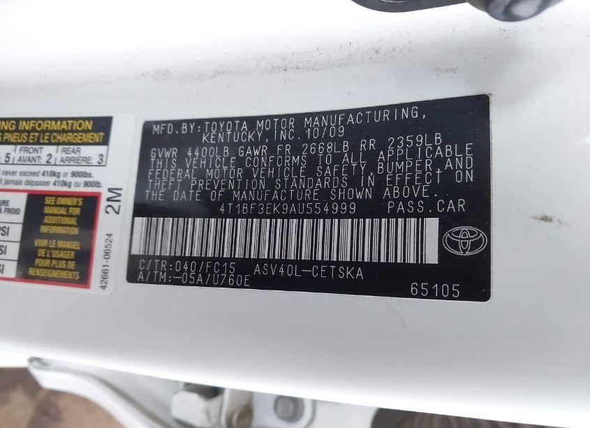 Photo 9 of 2010 Toyota Camry SE (VIN 4T1BF3EK9AU554999)