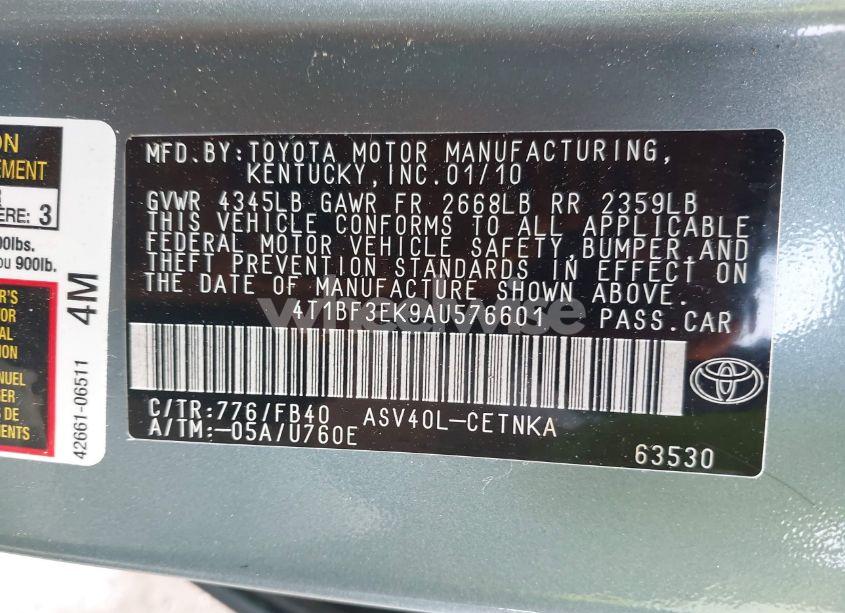 Photo 9 of 2010 Toyota Camry LE (VIN 4T1BF3EK9AU576601)