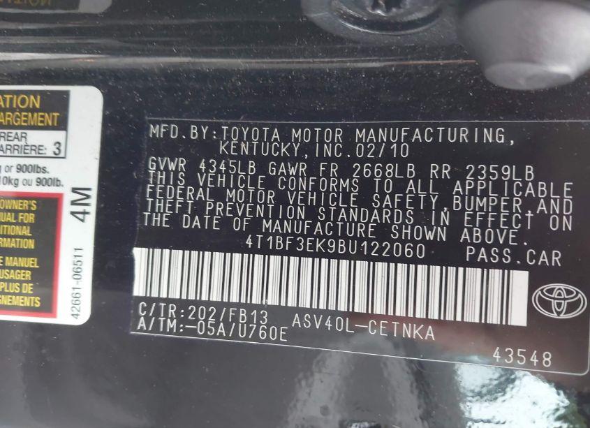 Photo 9 of 2011 Toyota Camry LE (VIN 4T1BF3EK9BU122060)