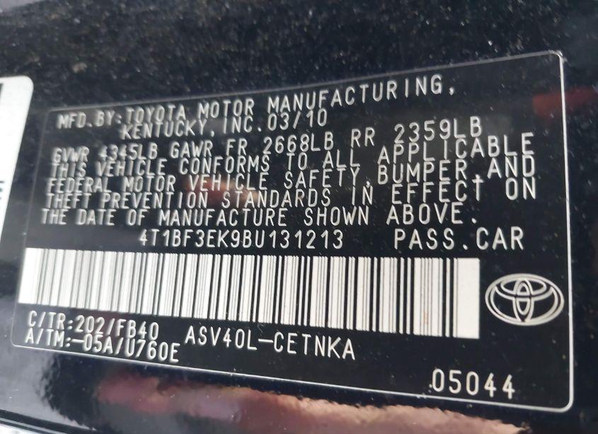Photo 9 of 2011 Toyota Camry LE (VIN 4T1BF3EK9BU131213)