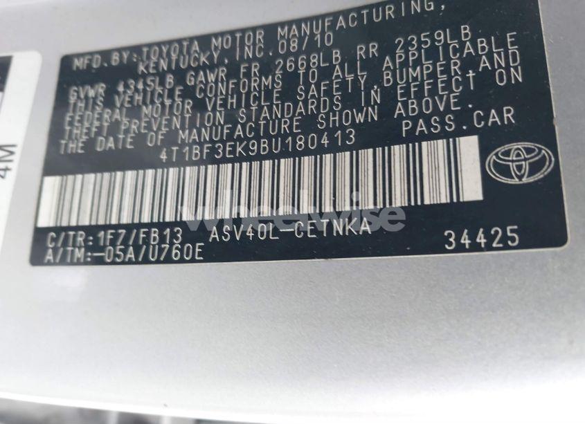 Photo 9 of 2011 Toyota Camry LE (VIN 4T1BF3EK9BU180413)