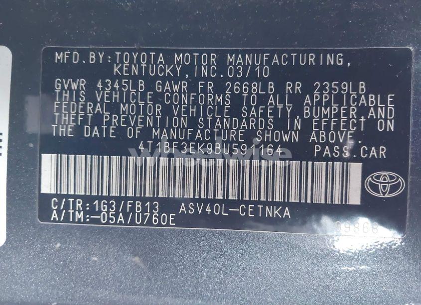Photo 9 of 2011 Toyota Camry LE (VIN 4T1BF3EK9BU591164)
