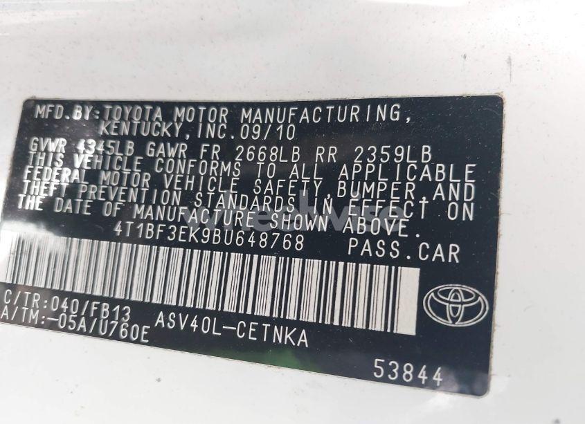 Photo 9 of 2011 Toyota Camry LE (VIN 4T1BF3EK9BU648768)