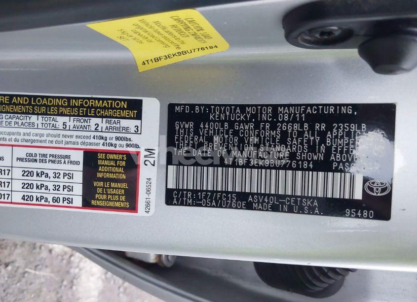 Photo 9 of 2011 Toyota Camry SE (VIN 4T1BF3EK9BU776184)