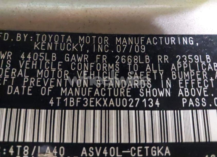 Photo 9 of 2010 Toyota Camry XLE (VIN 4T1BF3EKXAU027134)