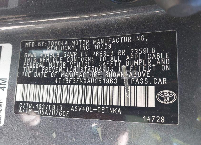 Photo 9 of 2010 Toyota Camry LE (VIN 4T1BF3EKXAU061963)
