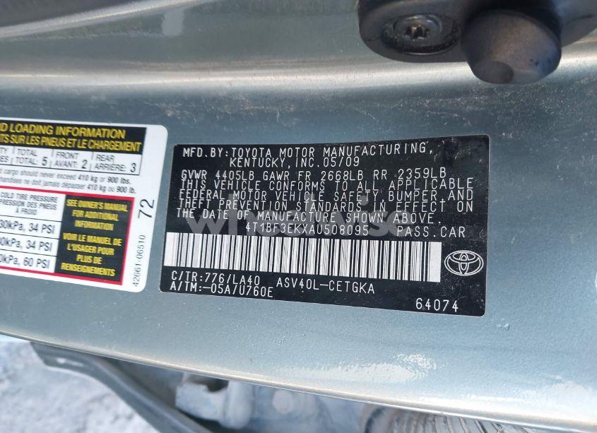 Photo 9 of 2010 Toyota Camry XLE (VIN 4T1BF3EKXAU508095)