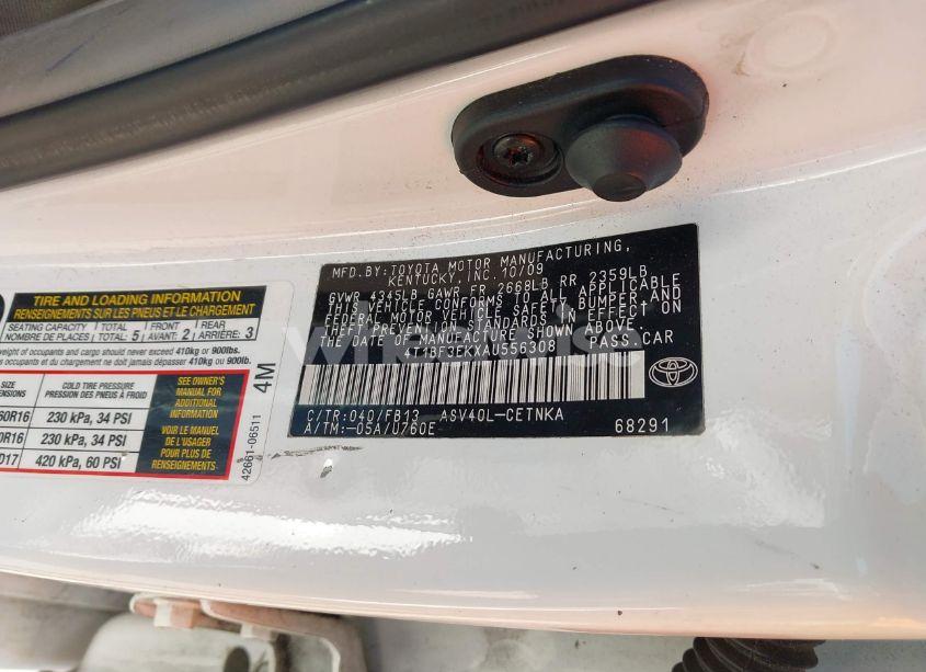 Photo 9 of 2010 Toyota Camry LE (VIN 4T1BF3EKXAU556308)