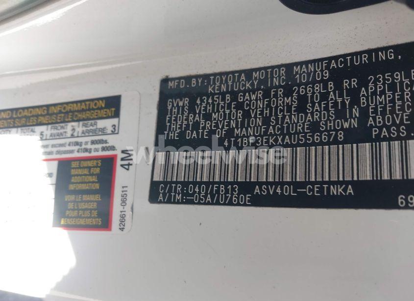 Photo 9 of 2010 Toyota Camry LE (VIN 4T1BF3EKXAU556678)