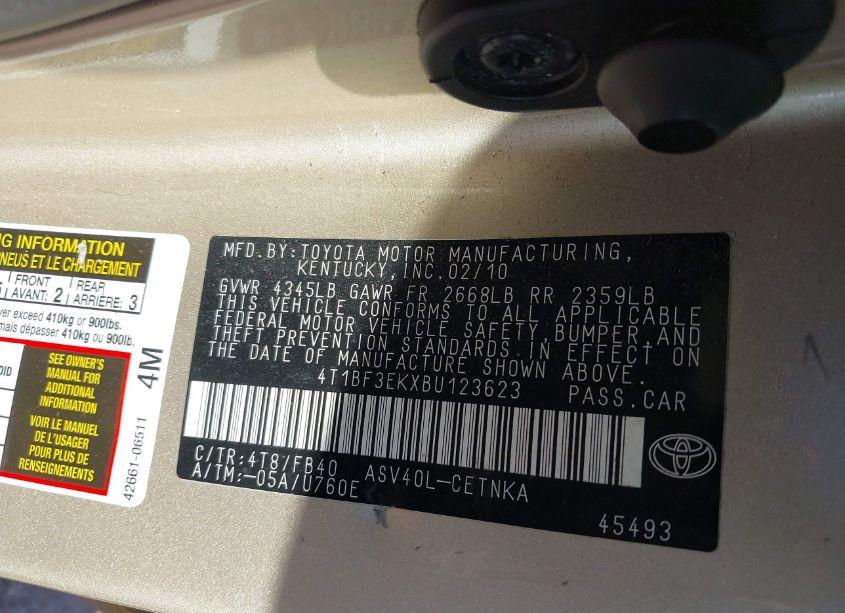 Photo 9 of 2011 Toyota Camry LE (VIN 4T1BF3EKXBU123623)