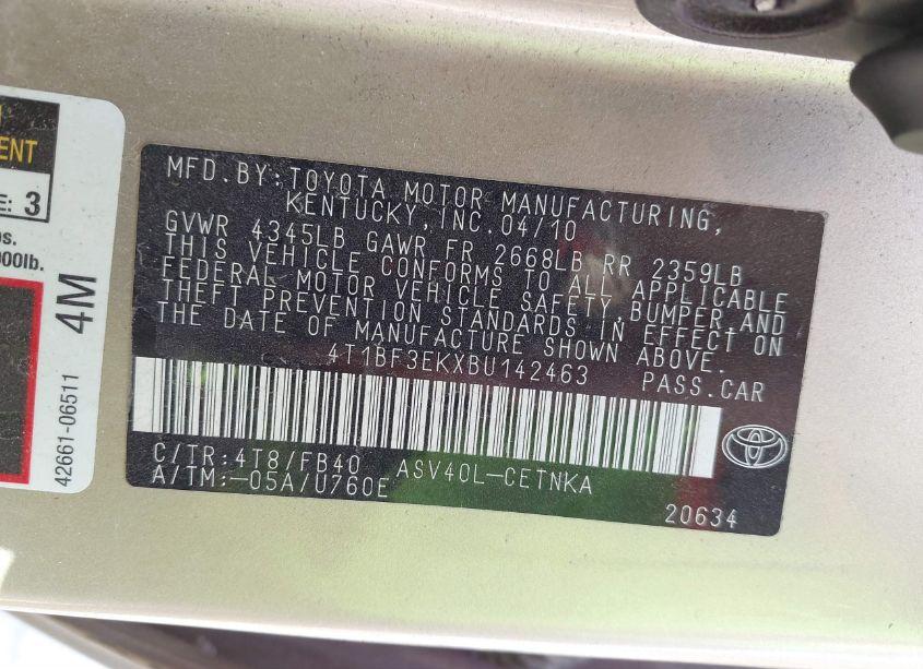 Photo 9 of 2011 Toyota Camry LE (VIN 4T1BF3EKXBU142463)
