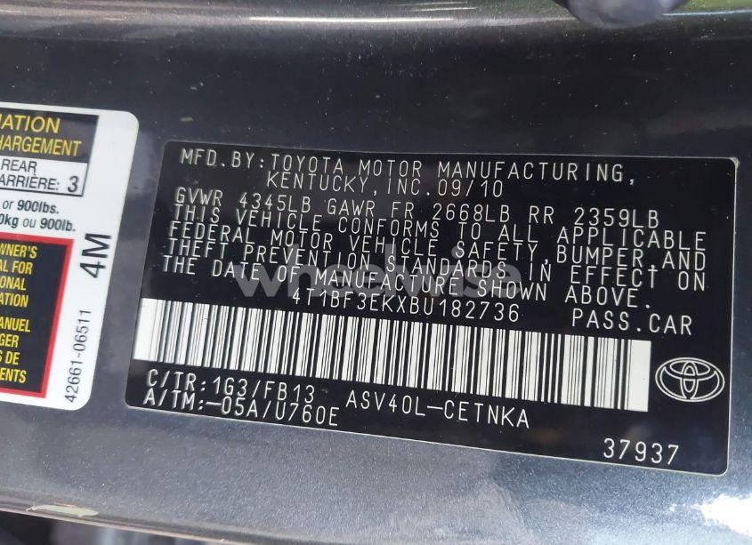 Photo 9 of 2011 Toyota Camry LE (VIN 4T1BF3EKXBU182736)