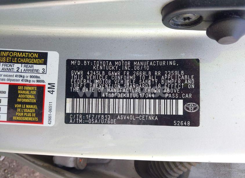 Photo 9 of 2011 Toyota Camry (VIN 4T1BF3EKXBU617044)