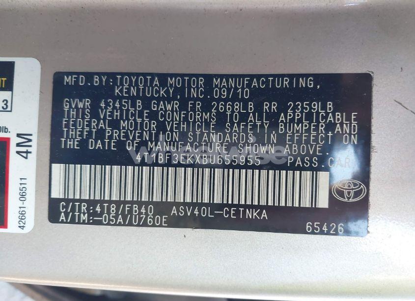 Photo 9 of 2011 Toyota Camry LE (VIN 4T1BF3EKXBU655955)