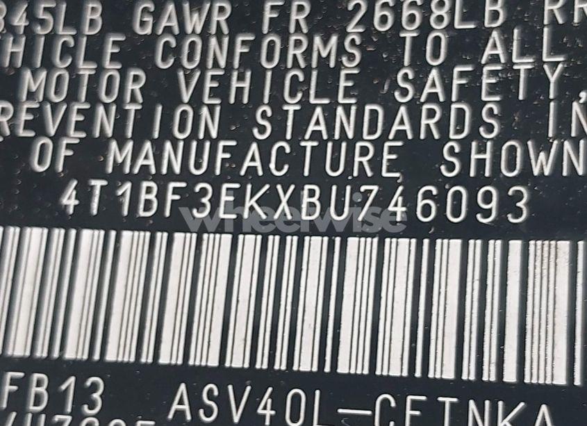 Photo 9 of 2011 Toyota Camry LE/SE/XLE (VIN 4T1BF3EKXBU746093)