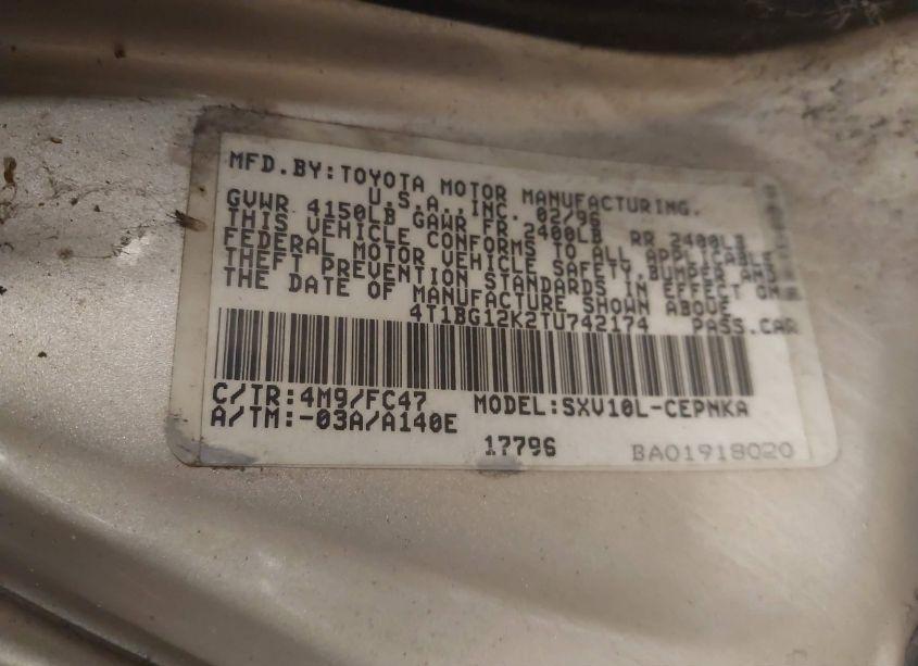 Photo 9 of 1996 Toyota Camry DX/LE/XLE (VIN 4T1BG12K2TU742174)