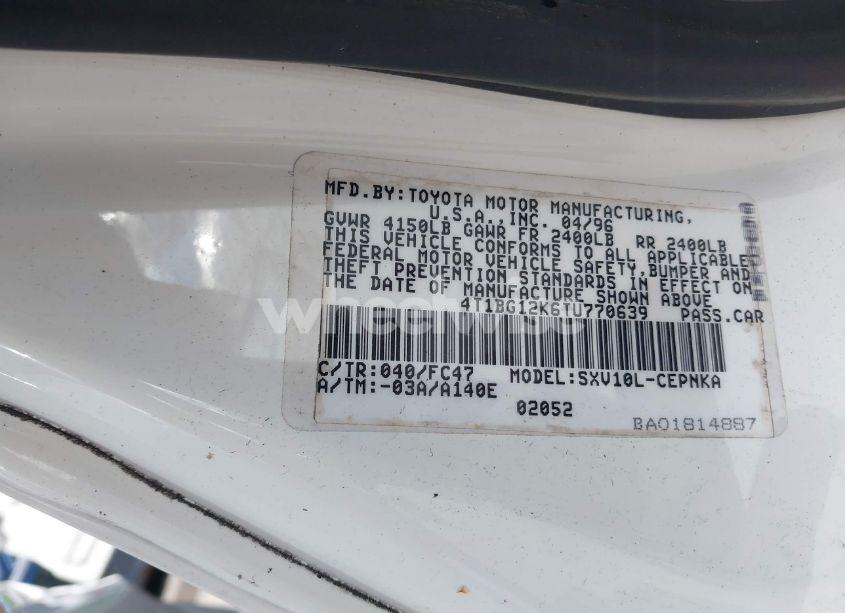 Photo 9 of 1996 Toyota Camry DX/LE/XLE (VIN 4T1BG12K6TU770639)