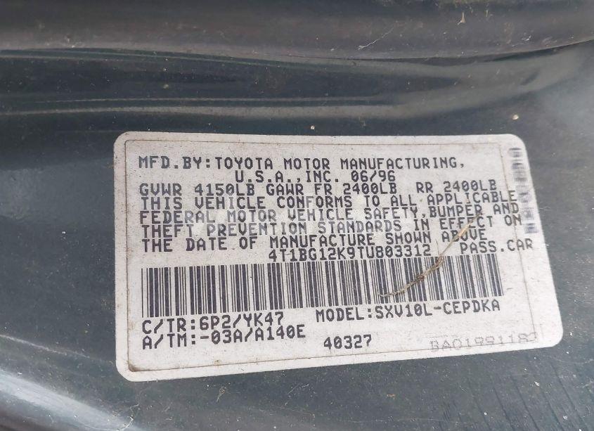 Photo 9 of 1996 Toyota Camry DX/LE/XLE (VIN 4T1BG12K9TU803312)