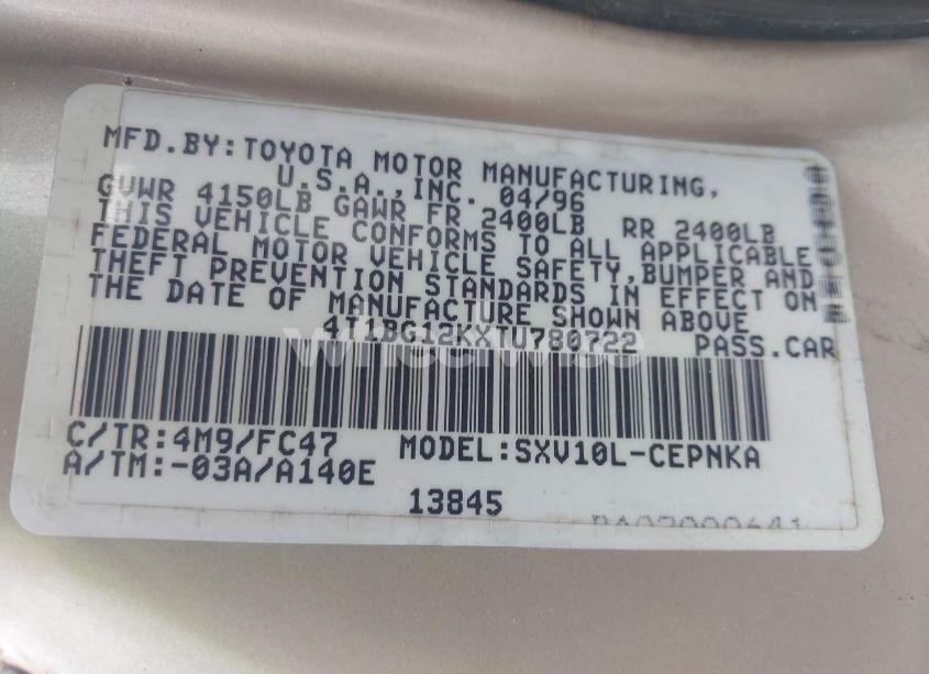 Photo 9 of 1996 Toyota Camry DX/LE/XLE (VIN 4T1BG12KXTU780722)