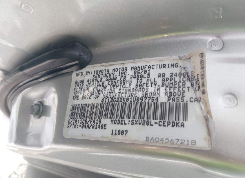 Photo 9 of 2001 Toyota Camry CE (VIN 4T1BG22K01U097754)