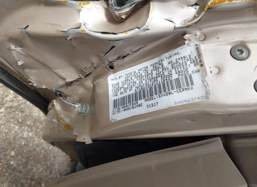 Photo 9 of 2001 Toyota Camry LE (VIN 4T1BG22K01U110437)