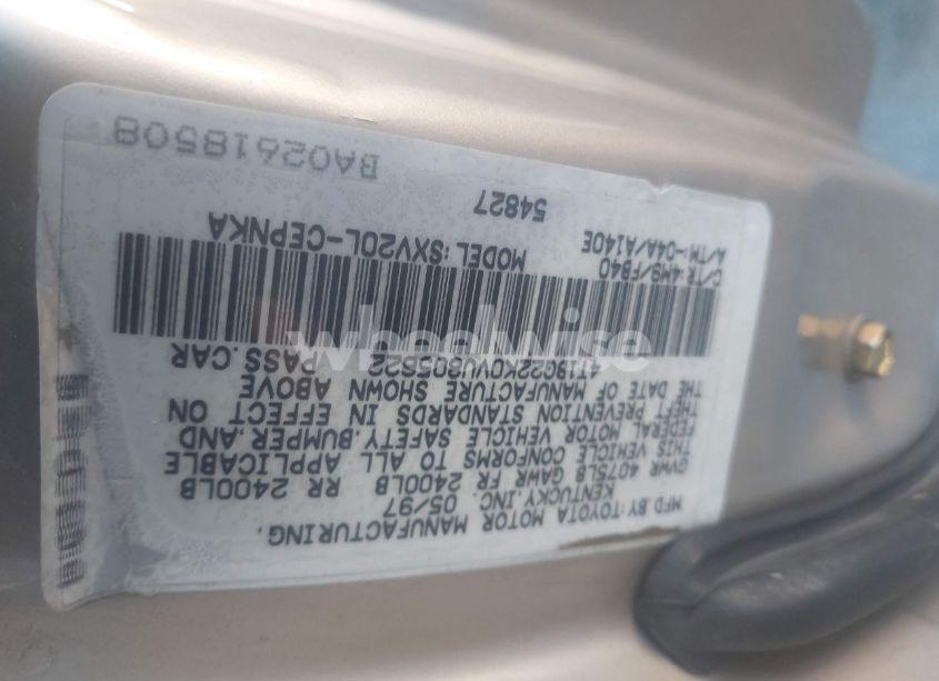 Photo 9 of 1997 Toyota Camry LE (VIN 4T1BG22K0VU805622)