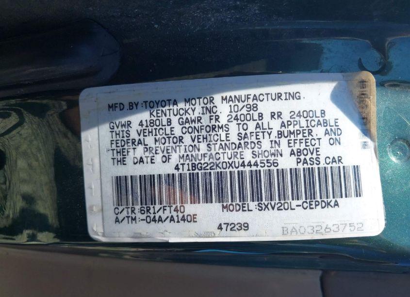 Photo 9 of 1999 Toyota Camry CE (VIN 4T1BG22K0XU444556)