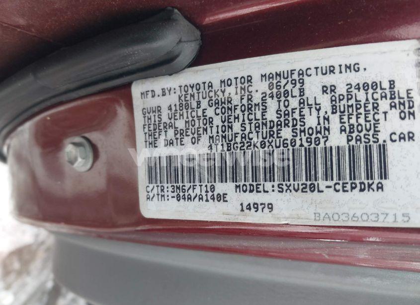 Photo 9 of 1999 Toyota Camry CE (VIN 4T1BG22K0XU601907)